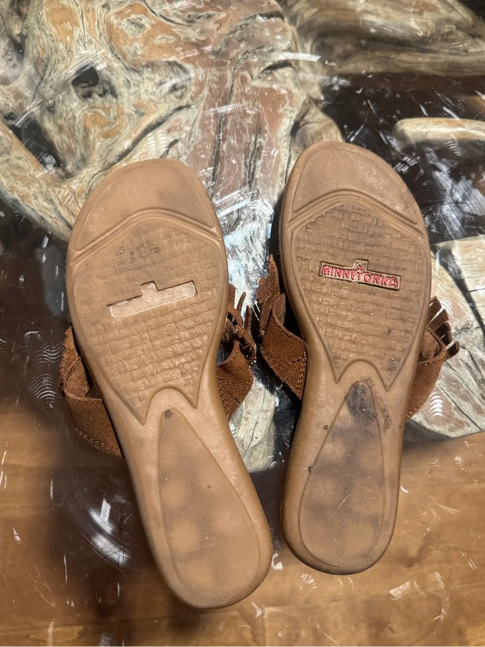 Minnetonka Fringe Beaded Sandals
